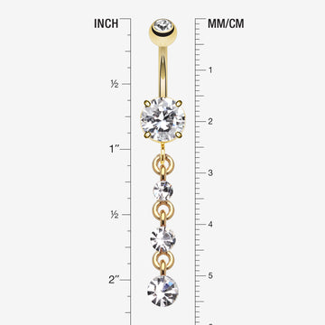 Detail View 1 of Golden Gems Galore Belly Button Ring-Clear Gem